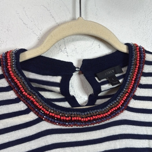 (R6)J. Crew Navy
Stripe 3/4 Sleeve Beaded
Neckline Merino Wool
Sweater,Sz L - Picture 3 of 13